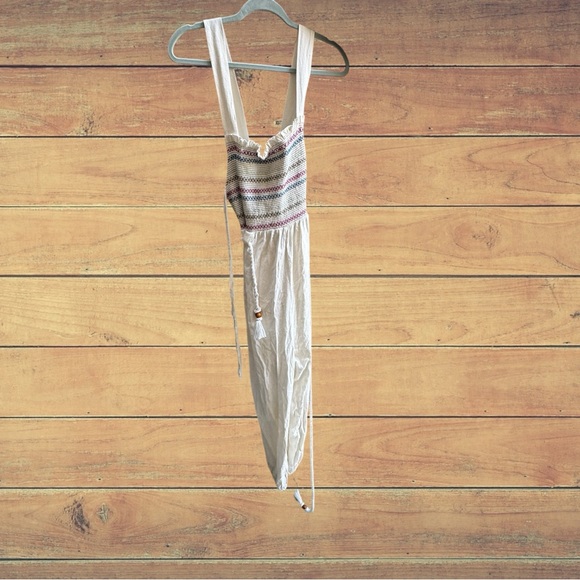 Free People Sienna Smocked Linen Jumpsuit, Large - Picture 2 of 16